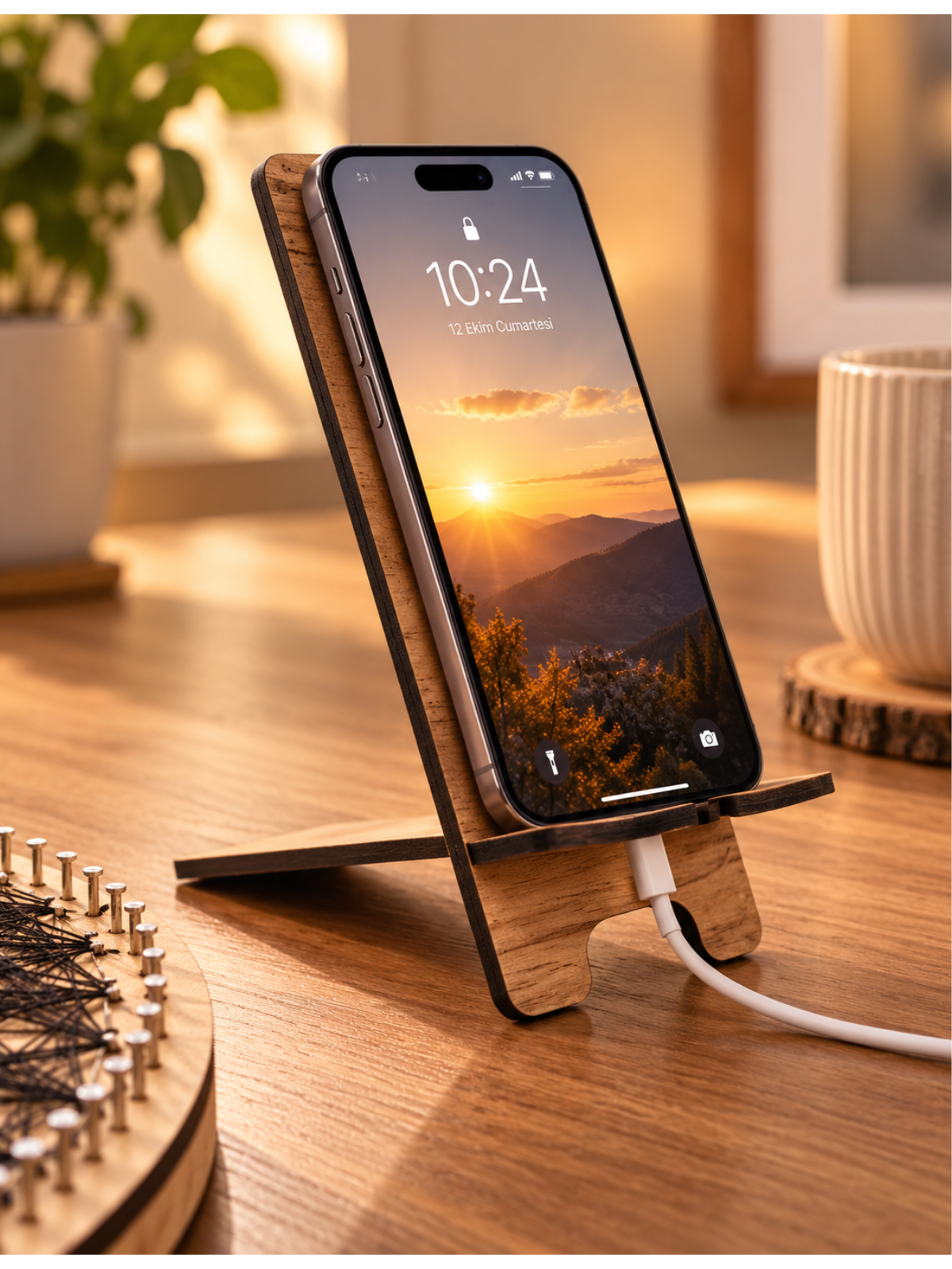 Ahşap Telefon Tutucu