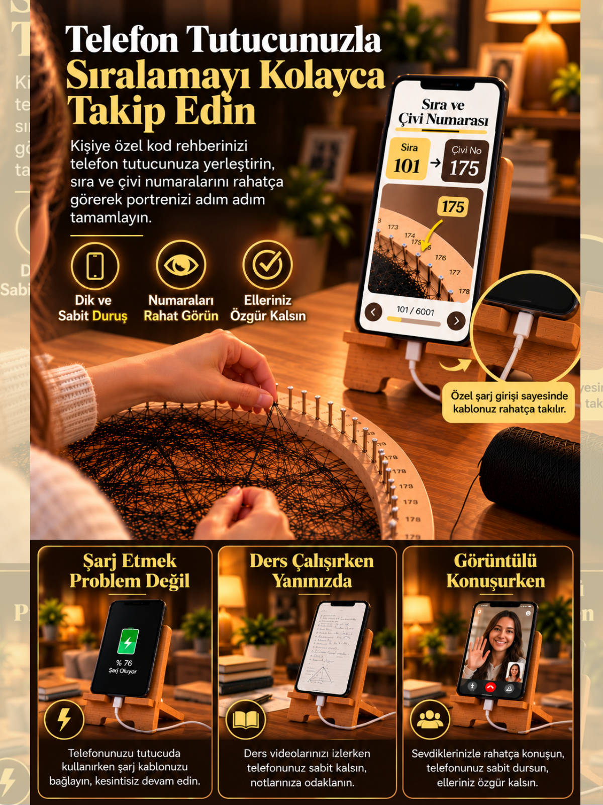 Ahşap Telefon Tutucu