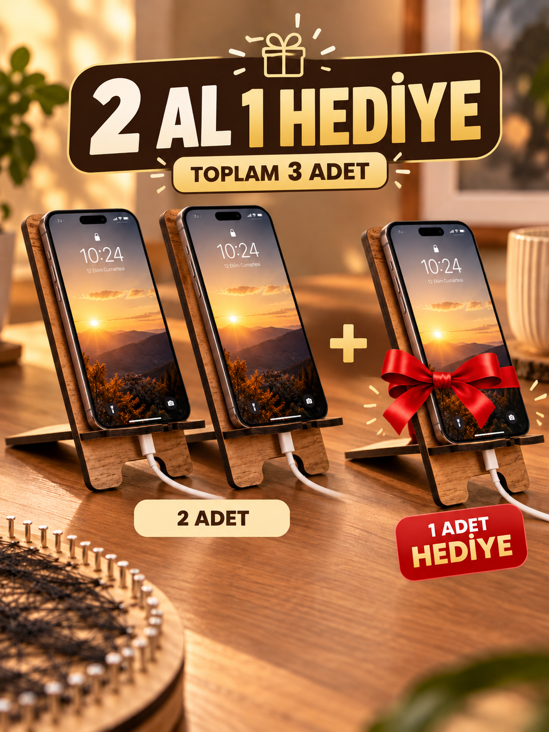 Ahşap Telefon Tutucu